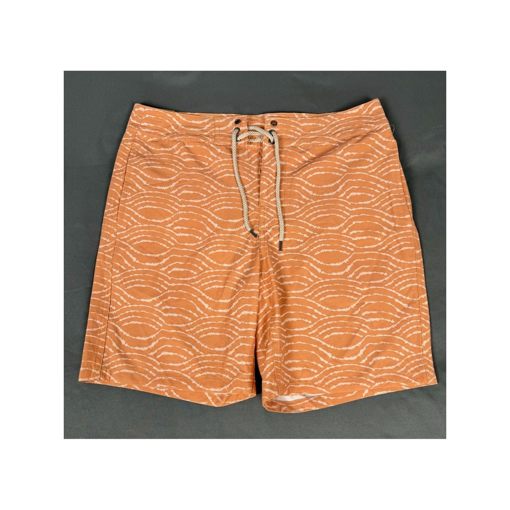 Faherty Board Shorts Mens 31 7in Inseam Orange Wave Print NWT
